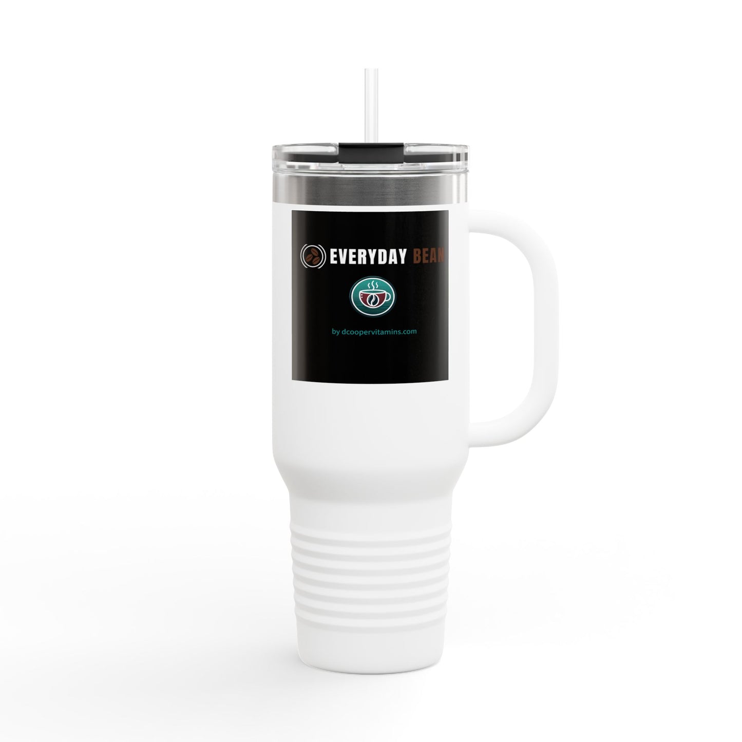 Everyday Bean Logo 40oz Insulated Travel Mug – Large Coffee Tumbler with Straw