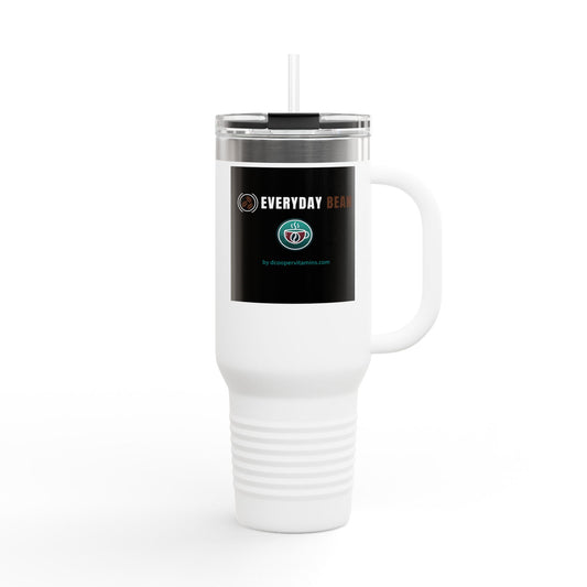 Everyday Bean Logo 40oz Insulated Travel Mug – Large Coffee Tumbler with Straw