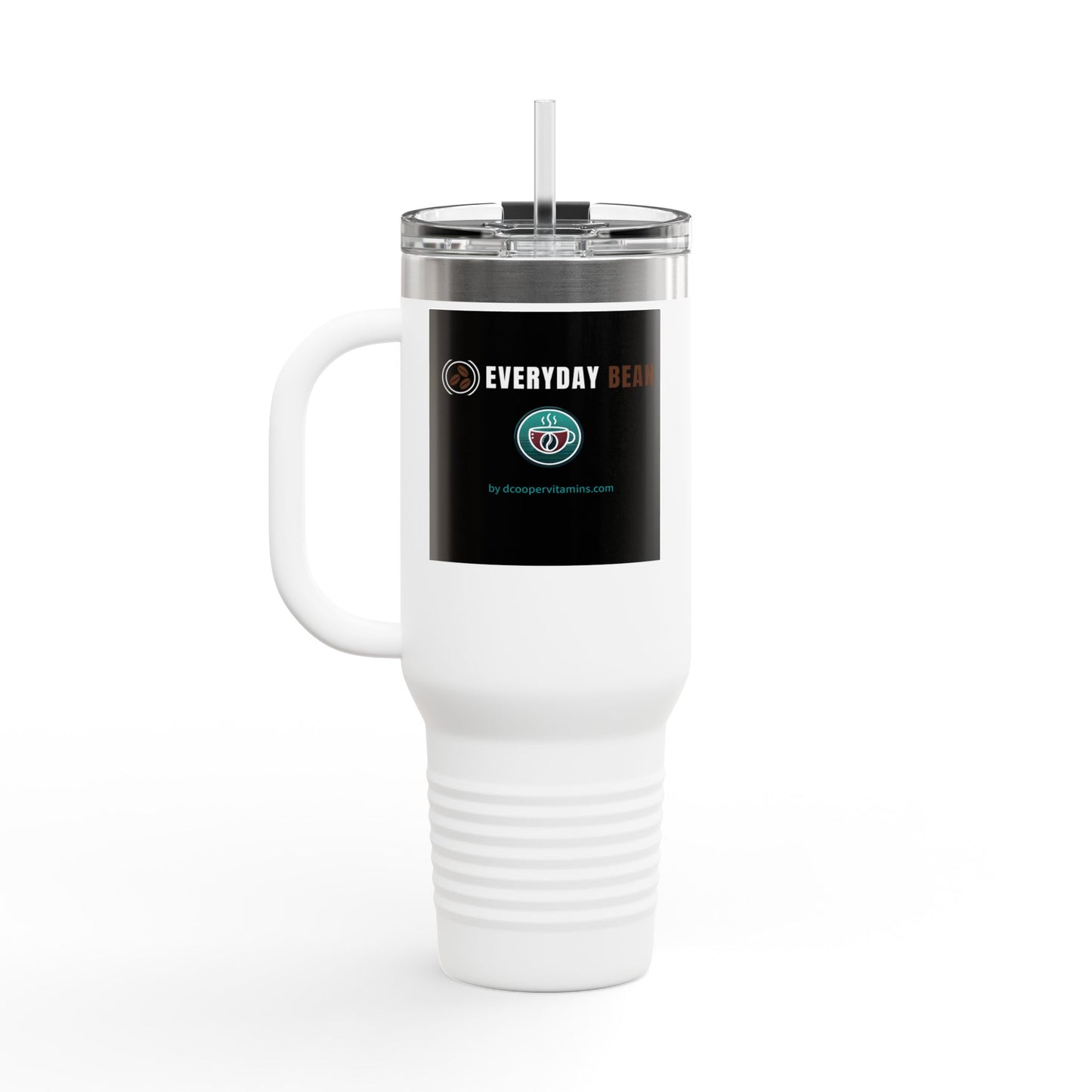 Everyday Bean Logo 40oz Insulated Travel Mug – Large Coffee Tumbler with Straw